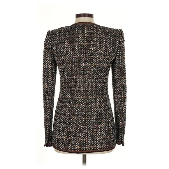 NWT Veronica Beard Alessia Tweed Leather Trim Collarless Blazer Jacket 6 - Picture 4 of 6